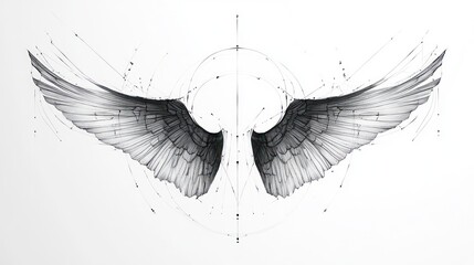 Abstract angel wings design, geometric style, graphic art, for digital art print, poster or wallpaper