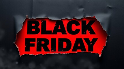 Torn black paper revealing red and black text BLACK FRIDAY
