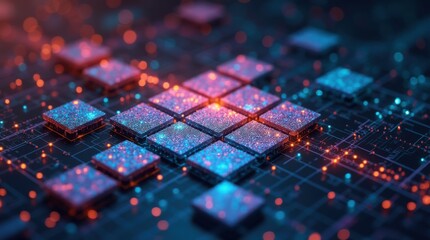 Quantum error correction tiles visualized, colorful stabilizers and logical qubits
