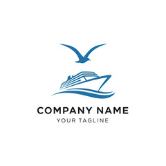 Cruise Ship and Seagull Logo Design for Travel Company.