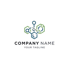 Abstract Hexagonal Molecule Structure Logo Design for Technology and Science.