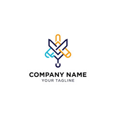Abstract geometric logo design with intertwined lines and a modern aesthetic.