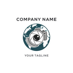 Camera Lens on Globe Logo Design.