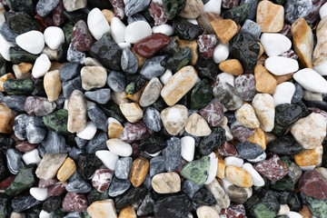 Multicolored Wet Decorative Pebble and Stone Texture