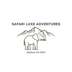Safari Luxe Adventures logo featuring an elephant and mountains exploring the wild.