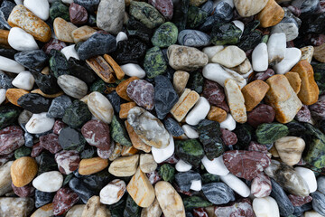 Multicolored Wet Decorative Pebble and Stone Texture