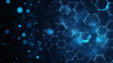Abstract digital honeycomb pattern on dark background.  Possible use Technology background