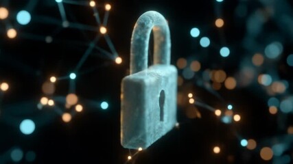 A digital padlock graphic, set against a network of glowing connections, illustrates secure connectivity. - Powered by Adobe
