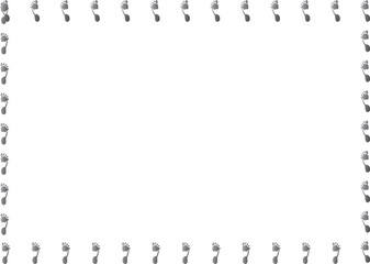 A simple white rectangular frame with a border composed of repeated small grey abstract comma-like shapes.