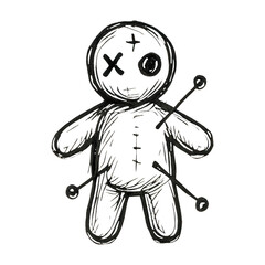 PNG Hand-drawn voodoo doll illustration.