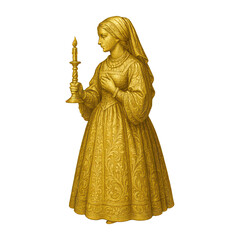 Obraz premium PNG Vintage illustration of woman holding candle.