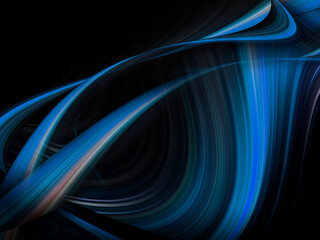 Abstract Blue background with waves luxury on a black background.