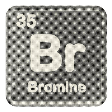 3d periodic table bromine halftone style