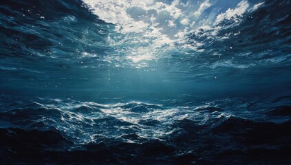 Underwater view of a stormy ocean