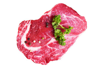 Raw beef steak isolated on white