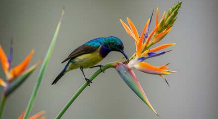 A vibrant blue kingfisher, blue tit, and other colorful exotic birds perch on a branch, showcasing beautiful wildlife and nature