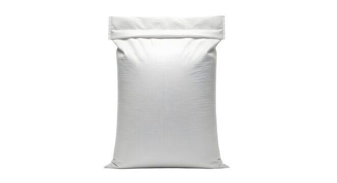 Blank white sealed bag or sack mockup isolated on white background for product packaging design