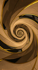 Abstract architectural photo of a steel spiral staircase in a tunnel with glass and light highlighting the metal construction