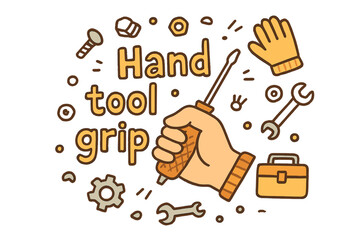 Colorful Tool Grip Doodle. Hand tool grip. Hand-drawn doodle illustration of Hand tool grip. hand, screwdriver