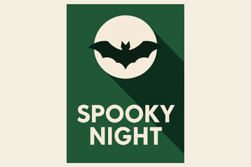 Minimalist Spooky Night. Spooky Night. geometric sans heavy, flat fills, long angled shadows, minimalist
