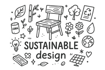 Sustainable Design Doodle. Sustainable design. Hand-drawn doodle illustration of Sustainable design. In the