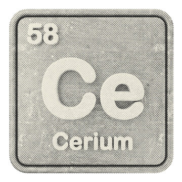 3d periodic table cerium halftone style