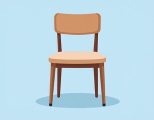 Fototapeta premium Wooden Chair Illustration with Light Brown Seat and Backrest.