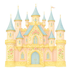 Fototapeta premium PNG Whimsical fairytale castle illustration.