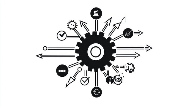 Process Improvement, Workflow Diagram, System Efficiency, Connected Ideas,  Visual Aid