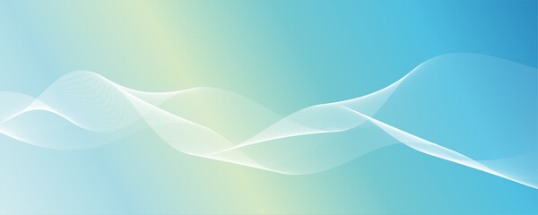 青と緑のグラデーション　流れる白色のウェーブ　抽象的な背景イメージ素材
Blue and green gradient flowing white waves abstract background image material