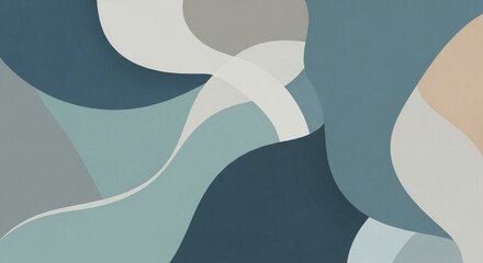 A captivating abstract artwork showcasing fluid shapes and a harmonious blend of cool tones, perfect for adding a touch of elegance and sophistication
