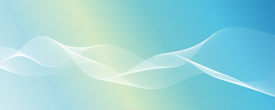 青と緑のグラデーション　流れる白色のウェーブ　抽象的な背景イメージ素材
Blue and green gradient flowing white waves abstract background image material