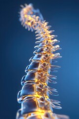 3 d rendered spine anatomy on blue background