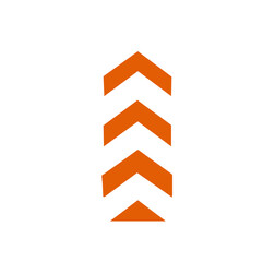 orange upward arrow head icon isolated on white background