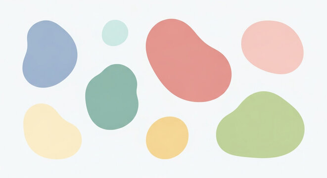 Collection of cute pastel blobs isolated on white background, perfect for adding a playful and modern touch to your design projects