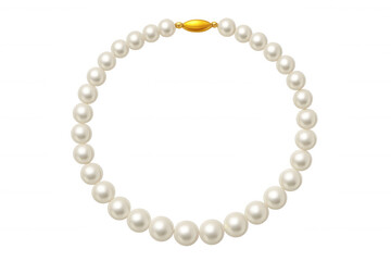 Obraz premium Elegant string of natural pearls forming a classic necklace with golden clasp, luxury jewelry accessory