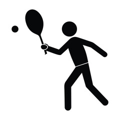 Tennis Player Pictogram Isolated on White Background