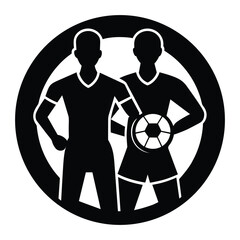 Two Football Players with Ball Vector Icon Isolated on White
