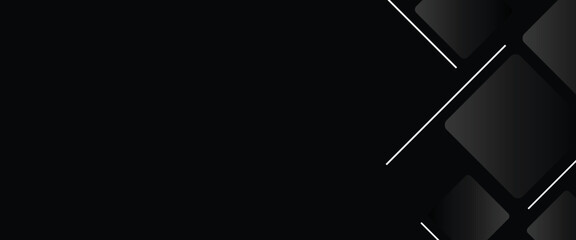 Modern black background with overlapping dark gradient boxes and thin white lines, creating a sleek and professional geometric design for presentations, technology.