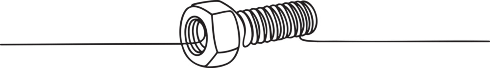 Continuous one line drawing of hand holding nut symbolizing repair, maintenance, professional support, and mechanical work concept in minimalist style