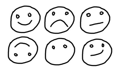 set of funny faces and emojis on White background 