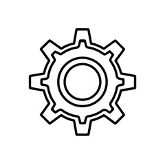 Outline drawing of a gear on transparent background