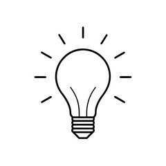 Outline drawing of lightbulb on transparent background