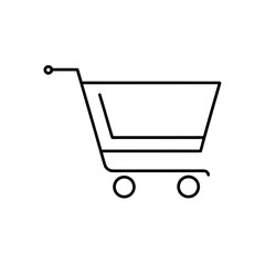 Outline drawing of shopping cart on transparent background