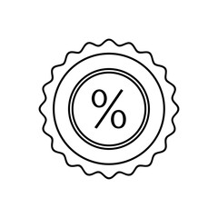 Outline percentage discount tag on transparent background