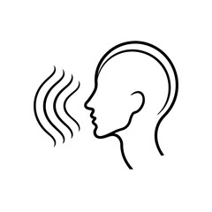 Outline of head with aroma near on transparent background