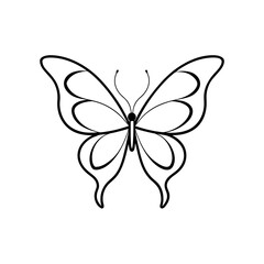 Simple butterfly outline art on transparent background