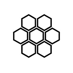 Seven hexagons in formation on transparent background