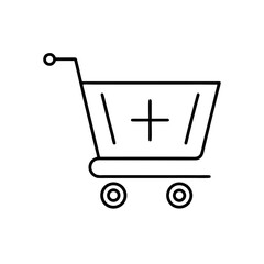 Shopping cart with a plus sign on transparent background