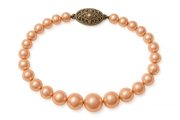 Vintage simulated pearl necklace with ornate clasp, showcasing classic fashion and elegance on transparent background